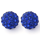 Fashion Style Sapphire Color 10mm Round Rhinestone Ball Studs Earrings