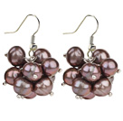 2013 Summer New Design 8-9mm Black Pearl Cluster Earrings