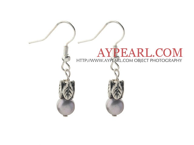 Dangle Style 5-6mm Gray Freshwater Pearl Earrings with Tibet Silver Accessories