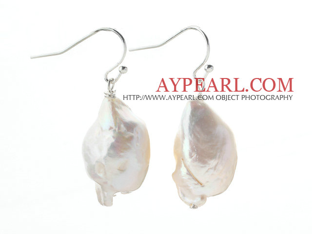 Simple Design Pear Shape Big Nuclear White Pearl Earrings