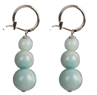 Wholesale Beautiful Long Style Graduated Amazon Stone Beads Dangle Earrings