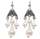 Fashion Style Natural White Freshwater Pearl Chandelier Earrings