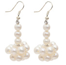 Natural White 5-6mm White Freshwater Pearl Dangle Earrings