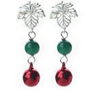 Wholesale 2014 Christmas Design Greeen Agate and Bell Studs Earrings