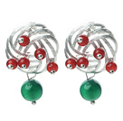 Wholesale Fashion Style Green Agate and Carnelian Studs Earrings