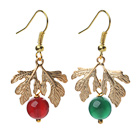 Wholesale 2014 Christmas Design Green Agate and Carnelian Earrings with Golden Color Tree Shape Accessories