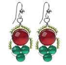 Wholesale 2014 Christmas Design Green Agate and Carnelian Earrings with Rhinestone Hook