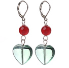 Wholesale New Design Round Carnelian and Heart Shape Green Fluorite Earrings