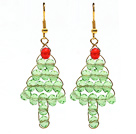 2014 Christmas Design Green Crystal Wire Wrapped Christmas Tree Shape Earrings