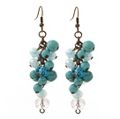 Vintage Style Assorted Turquoise and Clear Crystal Dangle Earrings