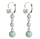 Wholesale Beautiful Long Style Graduated Amazon Stone Beads Dangle Earrings With Rhinestone Hook