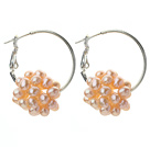 Fashion Style 3-4mm Pink Freshwater Pearl Big Loop Earrings