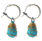 New Design Teardrop Shape Turquoise Wire Wrapped Earrings