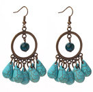 Wholesale Vintage Style Teardrop Shape Turquoise and Phoenix Stone Earrings