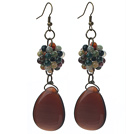 Wholesale Vintage Style Indian Agate and Teardrop Shape Tiger Eye Dangle Earrings