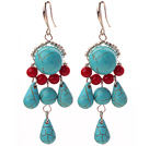 Assorted Red Coral and Turquoise Dangle Earrings
