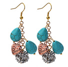 Assorted Teardrop Shape Turquoise and Heart Shape Metal Accessories and Rhinestone Earrings