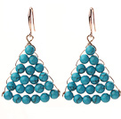 Wholesale Fashion Style Fan Shape 6mm Blue Turquoise Earrings