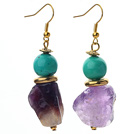 New Design Turquoise and Irregular Shape Amethyst Earrings