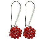 Wholesale Fashion Style Ball Shape Carnelian and Milk Color Crystal Earrings