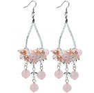 Pink Series Clear Crystal and Pink Crystal and Rose Quartz Earrings