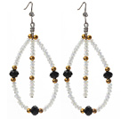 Assorted Black and Milk Color and Golden Color Crystal Earrings