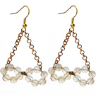Wholesale Triangle Shape Rutilated Quartz Earrings with Golden Color Metal Chain