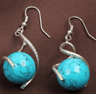 Wholesale Fashion Lovely Design Blue Turquoise Bead Dangle Earrings