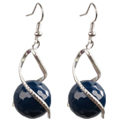 Fashion Lovely Design Natural Faceted Blue Agate Bead Dangle Earrings