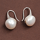 Simple Style Natural White Freshwater Pearl Earrings