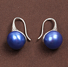 Simple Style Natural Sapphire Blue Freshwater Pearl Earrings
