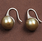 Simple Style Natural Golden Brown Freshwater Pearl Earrings