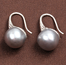 Simple Style Natural Grey Freshwater Pearl Earrings