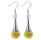 Fashion Simple Style 10mm Yellow Polymer Clay Rhinestone Horn Charm Earrings With Fish Hook