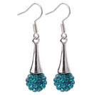 Nice Simple Style 10mm Blue Polymer Clay Rhinestone Horn Charm Earrings With Fish Hook