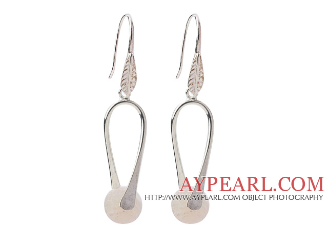 Nice Simple Style 10mm Round Gray Air-Slake Agate Dangle Earrings With Fish Hook