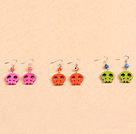 4 Pairs Multi Color Halloween Skull Head Earrings (Random Color & Only One Pair With Anchor Accessory)