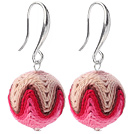 Lovely Multi Color 16Mm Round Wool Ball Dangle Earrings With Fish Hook