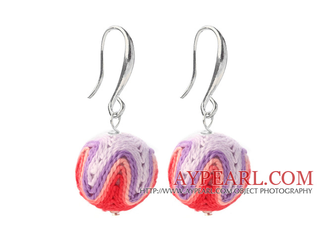Fashion Simple Style Multi Color 16mm Wool Ball Dangle Earrings With Fish Hook