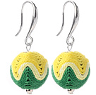 Fashion Simple Style 16mm Yellow And Green Wool Ball Dangle Earrings With Fish Hook