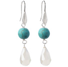 Wholesale Lovely Round Green Turquoise And White Opal Crystal Dangle Earrings With Fish Hook
