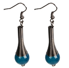 Vintage Style Simple Blue Agate Beads Dangle Earrings