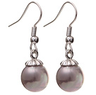 Lovely 10mm Round Light Purple Seashell Beads Drop Earrings With Fish Hook