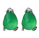 Lovely 8mm Tear Drop Shape Inlaid Green Malaysian Jade Studs Earrings