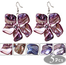 Wholesale 2014 Newly Summer Design Cute 5 Pairs Pearl Shell Flower Dangle Earrings