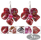 Newly Summer Design Cute 5 Pairs Pearl Shell Flower Earrings with Fish Hook
