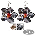 Wholesale Newly Summer Design Lovely 2 Pairs Pearl Crystal Shell Flower Earrings with Fish Hook