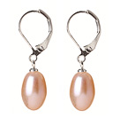 Elegant Natural Drop Shape Pink Freshwater Pearl Earrings with Lever Back Hook