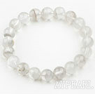 Wholesale 11.5mm Round White Phantom Beaded Elastic Bangle Bracelet