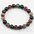 Wholesale 8-8.5mm Dark Color Round Tourmaline Beaded Elastic Bangle Bracelet